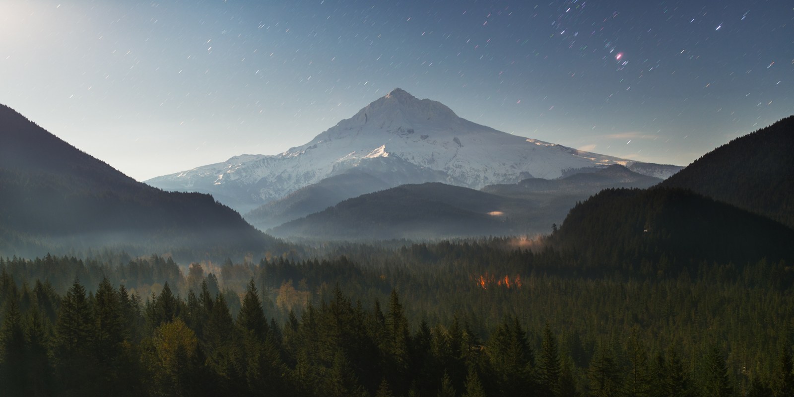 Moonlit night mount hood