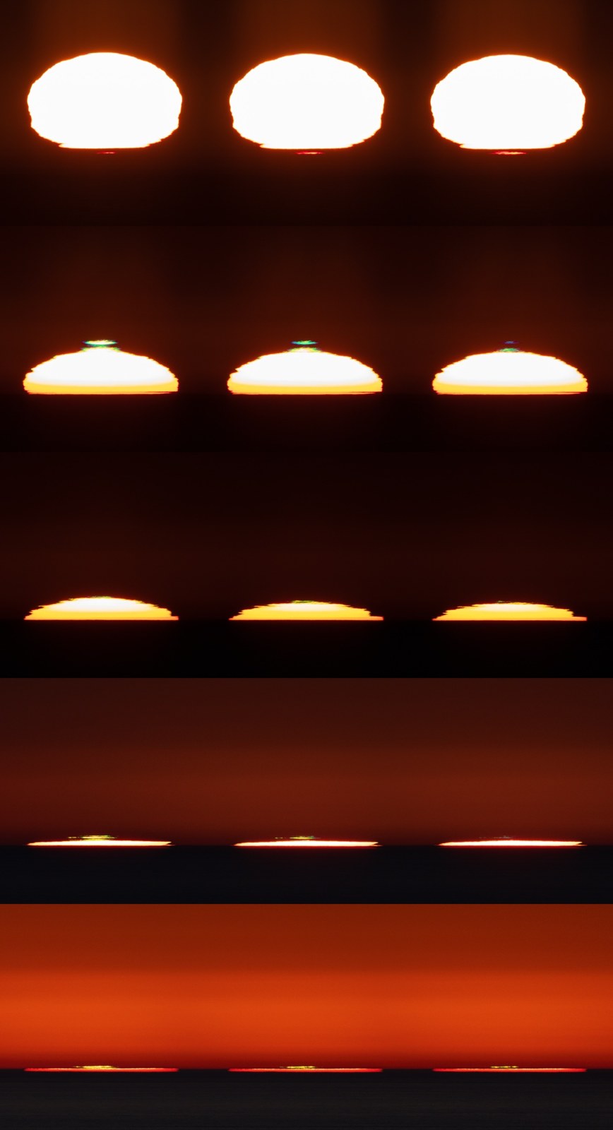 Sunset sequence with green flashes